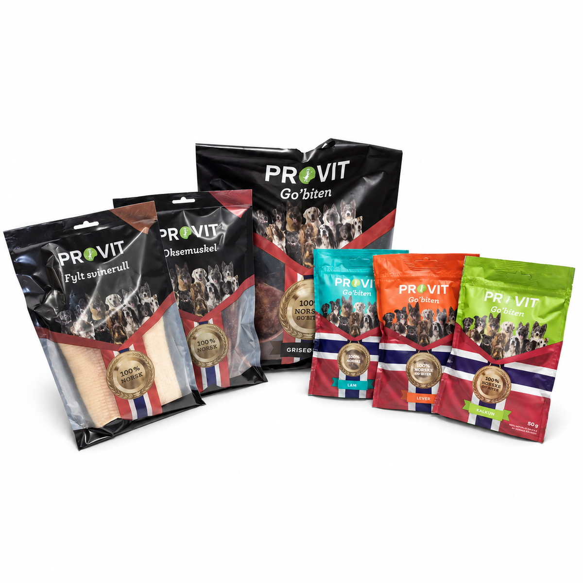 PROVIT Favorittpakken Stor med seks ulike hundegodbiter og tyggeprodukter