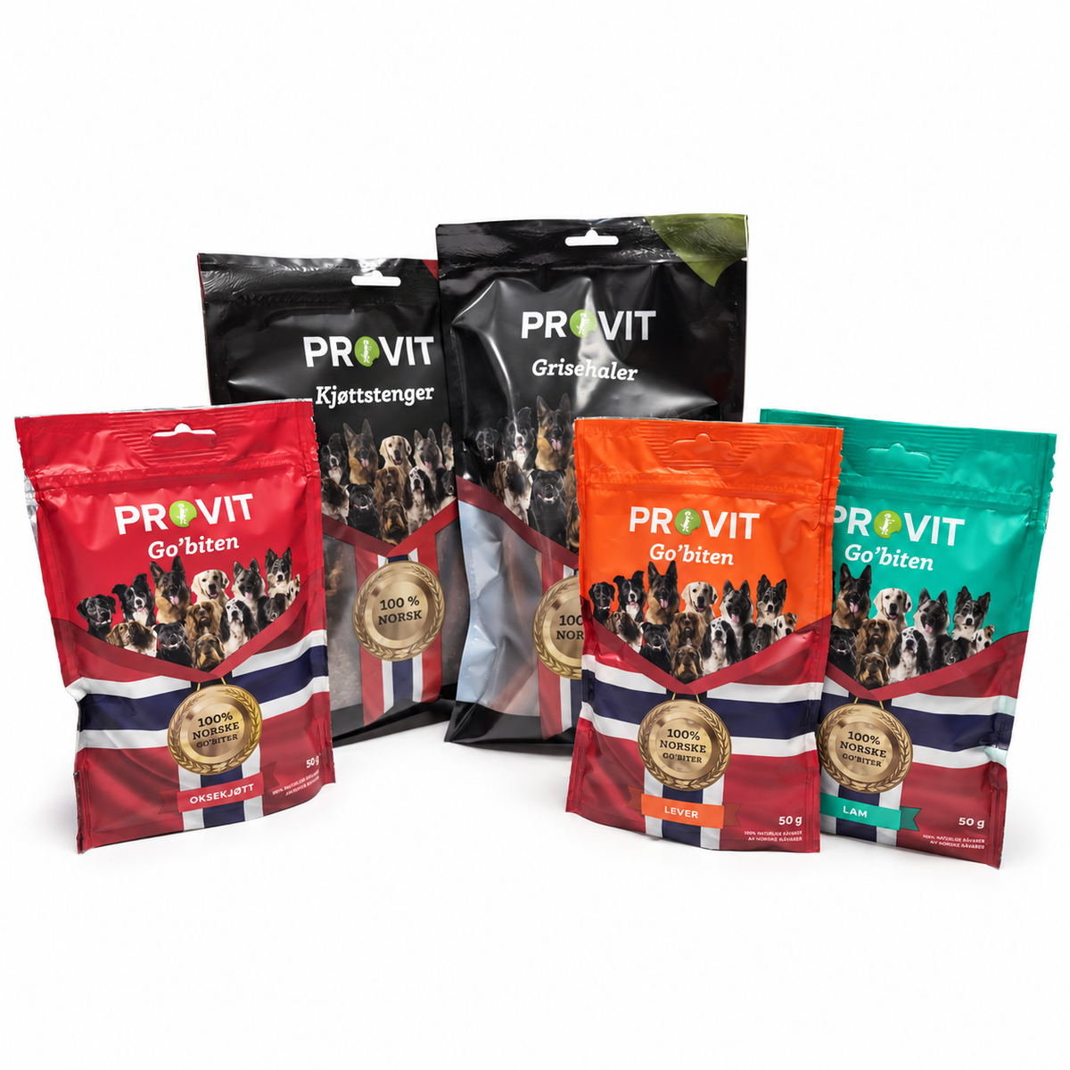 PROVIT Favorittpakken med fem ulike hundegodbiter og tyggeprodukter